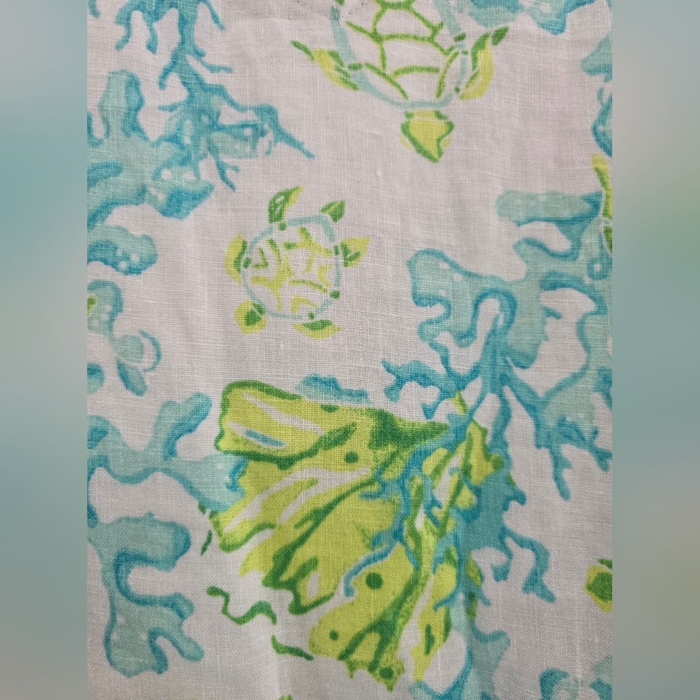 J. Jill Blue/ Green Linen Undersea Sleeveless Shift Summery Dress. Ladies MED - Picture 3 of 10